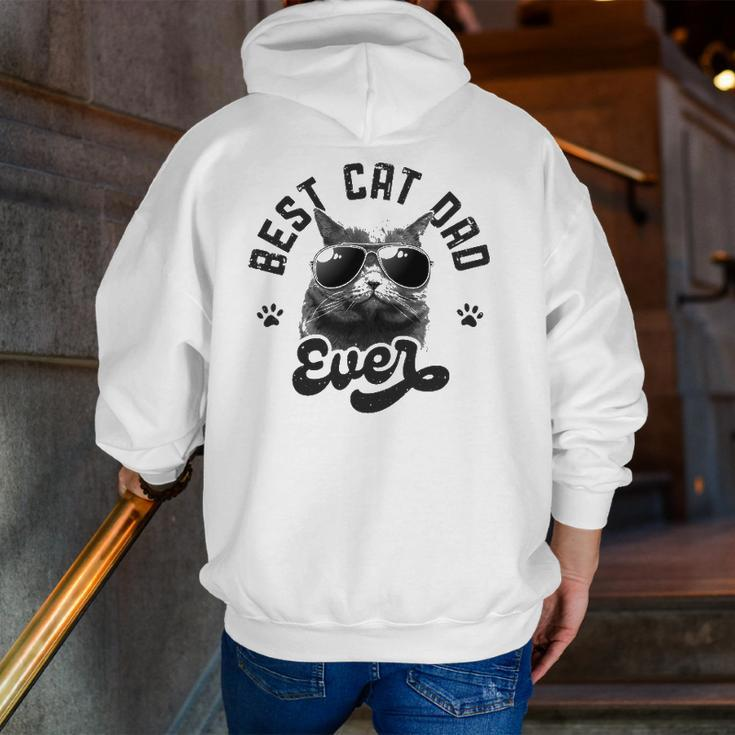 Best Cat Dad Ever Daddy Father's Day Retro Vintage Men Zip Up Hoodie Back Print