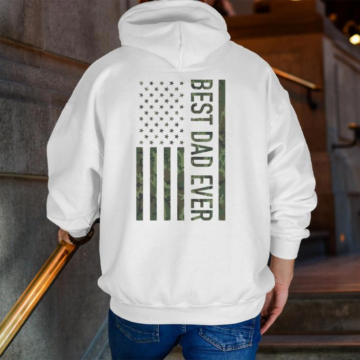 Best Dad Ever American Us Camouflage Flag For Father Zip Up Hoodie Back Print