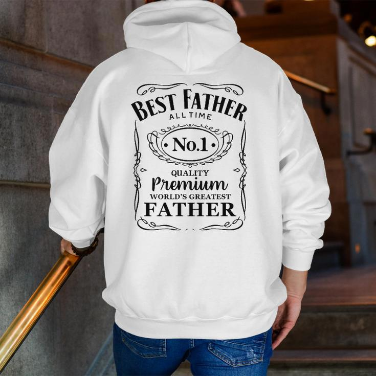 Best Father Of All Time Whiskey Label Zip Up Hoodie Back Print