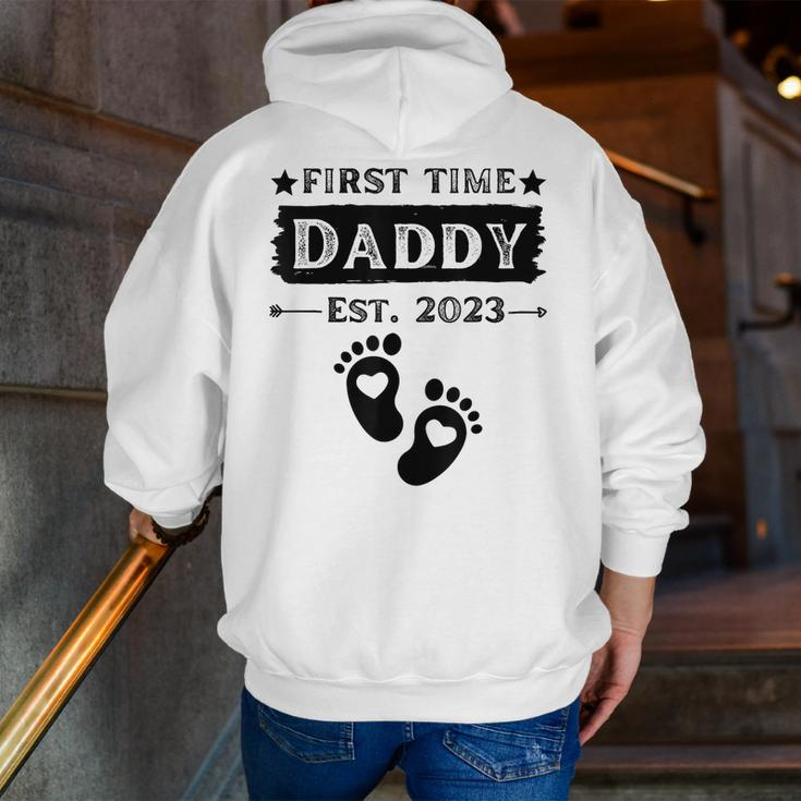 First Time Daddy 2023 For Grandfather Fathers Day Men Zip Up Hoodie Back Print