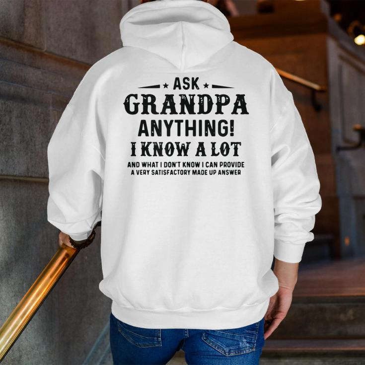Father's Day 60Th Ask Grandpa Anything Zip Up Hoodie Back Print