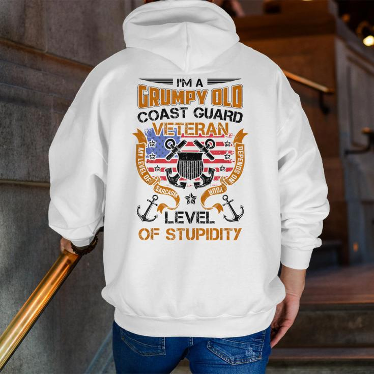 Grumpy Old Coast Guard Veteran Sarcasm Stupidity Zip Up Hoodie Back Print