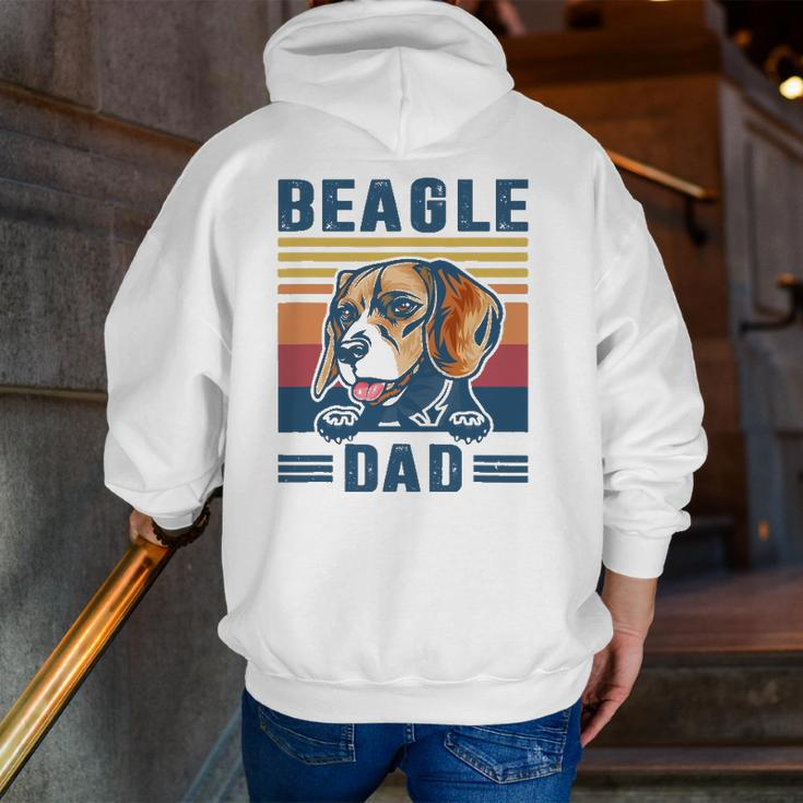 Mens Beagle Dad Father Retro Beagle Dog Dad Zip Up Hoodie Back Print