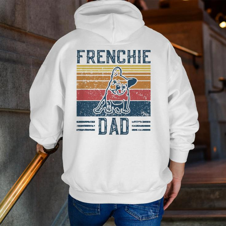 Mens Vintage Frenchie Dad For Men French Bulldog Zip Up Hoodie Back Print