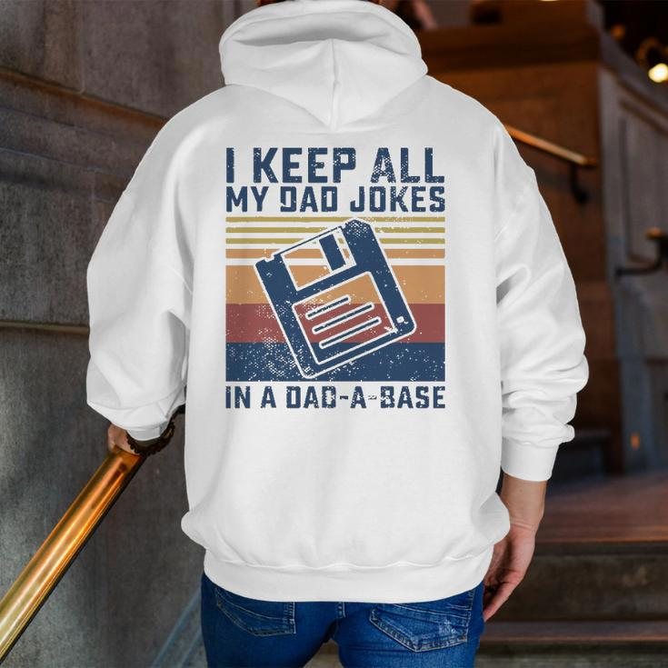Mens I Keep All My Dad Jokes In A Dad-A-Base Vintage Father Dad Zip Up Hoodie Back Print