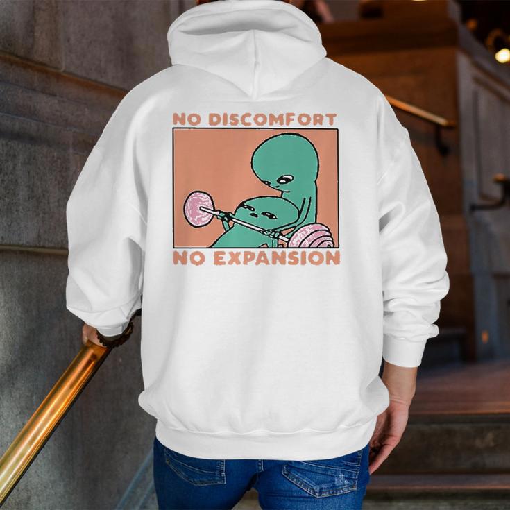 No Discomfort No Expansion Training Zip Up Hoodie Back Print