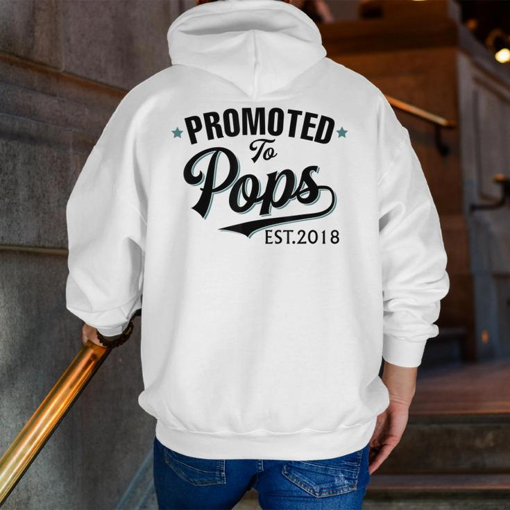 Promoted To Pops Est 2018 New Grandpa Zip Up Hoodie Back Print