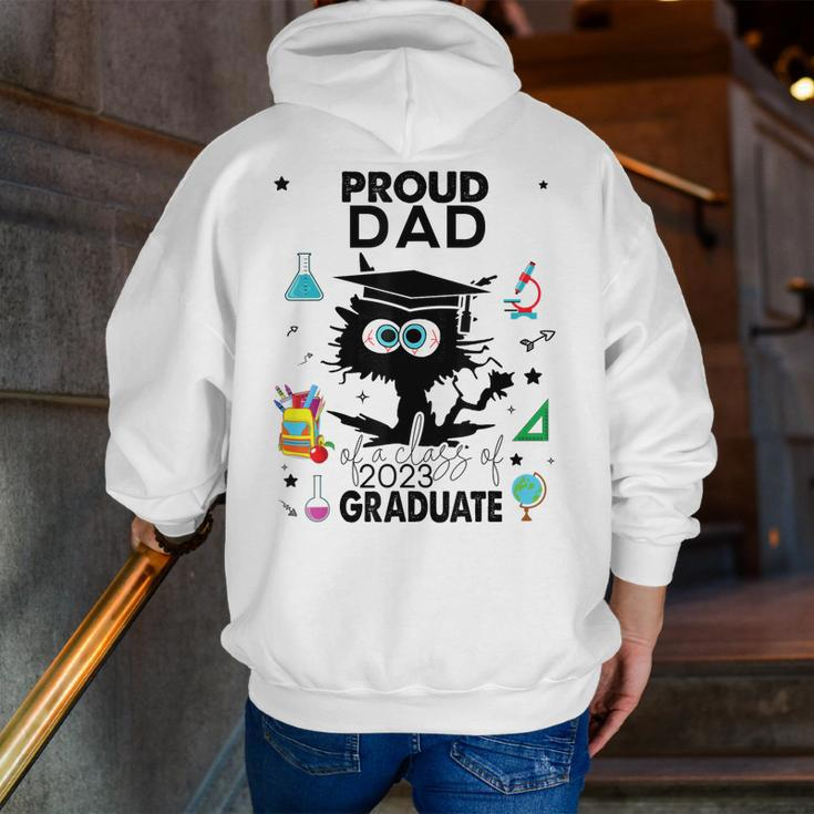Proud Dad Of A Class Of 2023 Graduate Cool Black Cat Zip Up Hoodie Back Print
