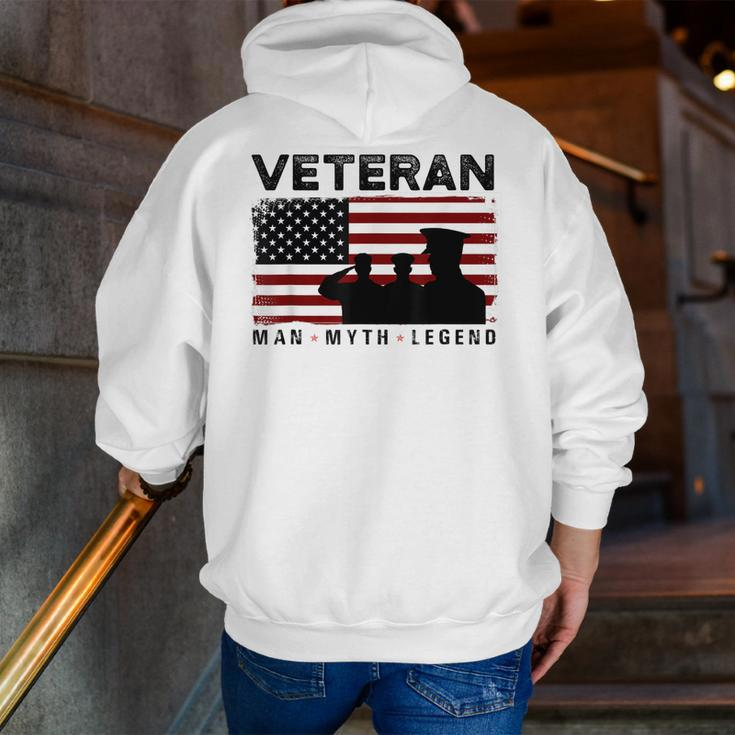Veteran Man Myth Legend American Army Soldier Military Zip Up Hoodie Back Print