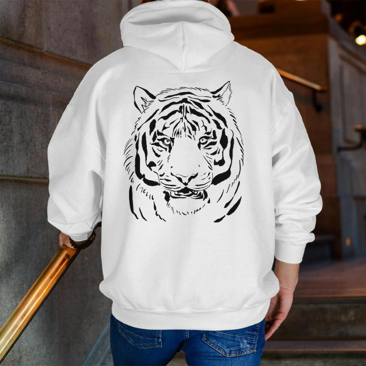 White Tiger Head For Men And Tiger Dad And Tiger Lover Zip Up Hoodie Back Print