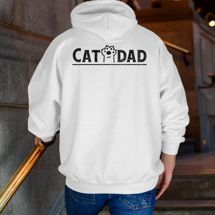 Worlds Best Cat Dad Ever Vintage Cat Dad Father Day Men Zip Up Hoodie Back Print