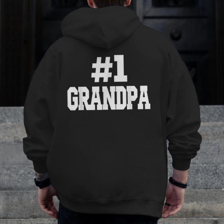 1 Grandpa Number One Grandpa Zip Up Hoodie Back Print