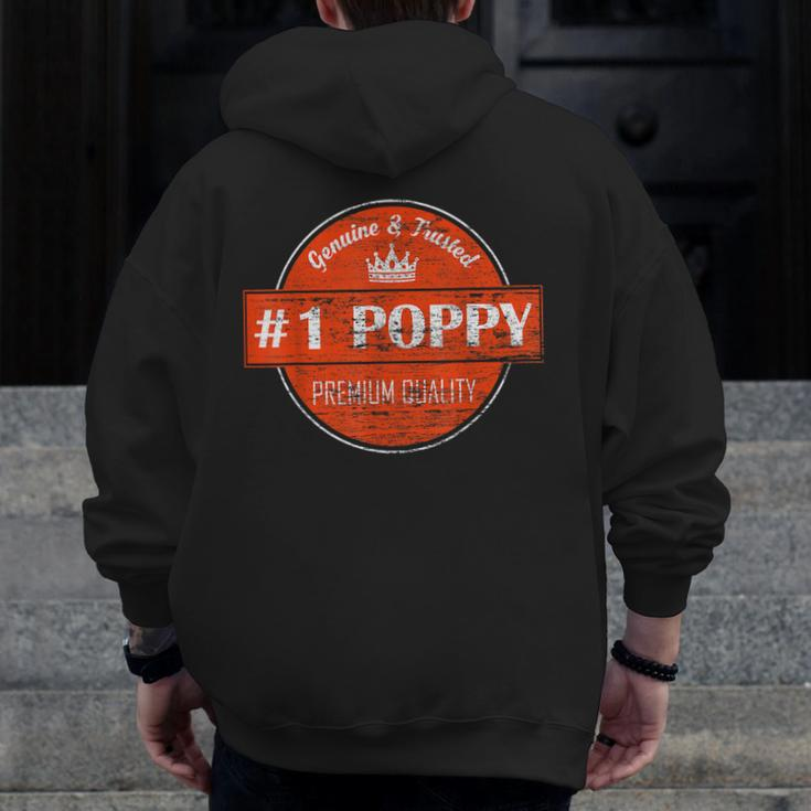 1 Poppy Men Number One Dad Grandpa Fathers Day Zip Up Hoodie Back Print