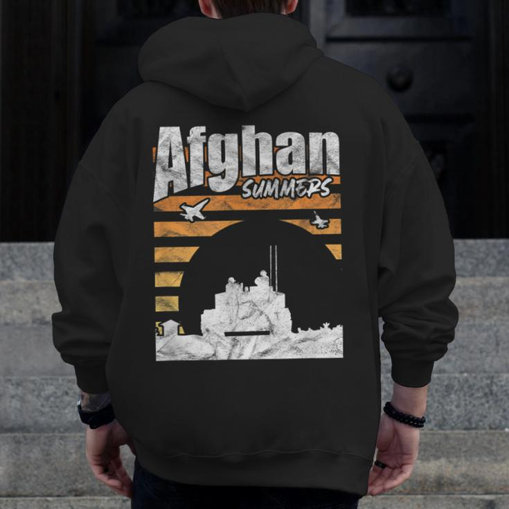 Afghan Summers Afghanistan Veteran Army Military Vintage Zip Up Hoodie Back Print