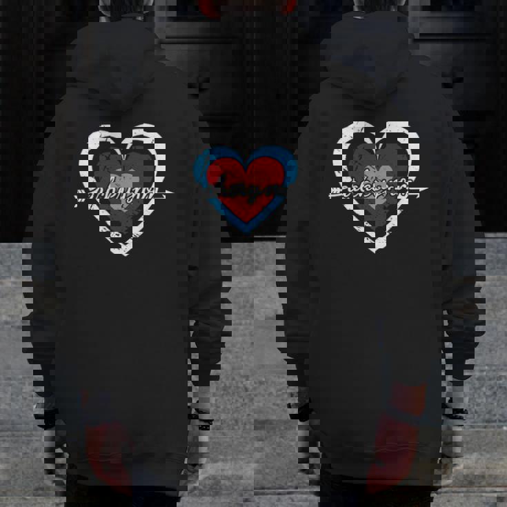 Archery Mom Target Heart Usa Archery Zip Up Hoodie Back Print