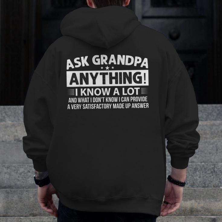 Ask Grandpa Anything Father's Day Zip Up Hoodie Back Print