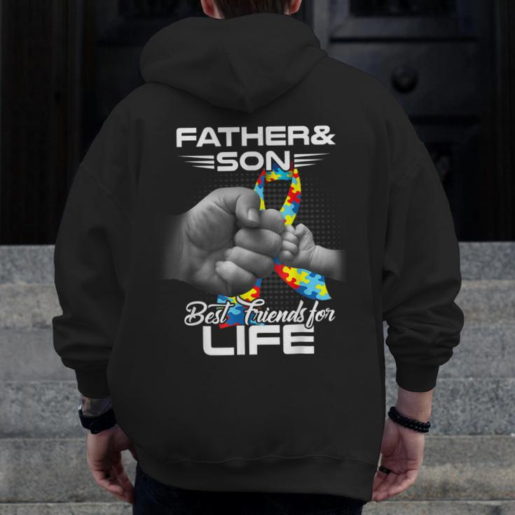 Autism Dad Father And Son Best Friends For Life Autism Zip Up Hoodie Back Print