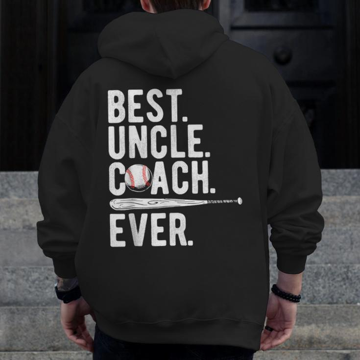 Baseball Best Uncle Coach Ever Proud Dad Daddy Father's Zip Up Hoodie Back Print