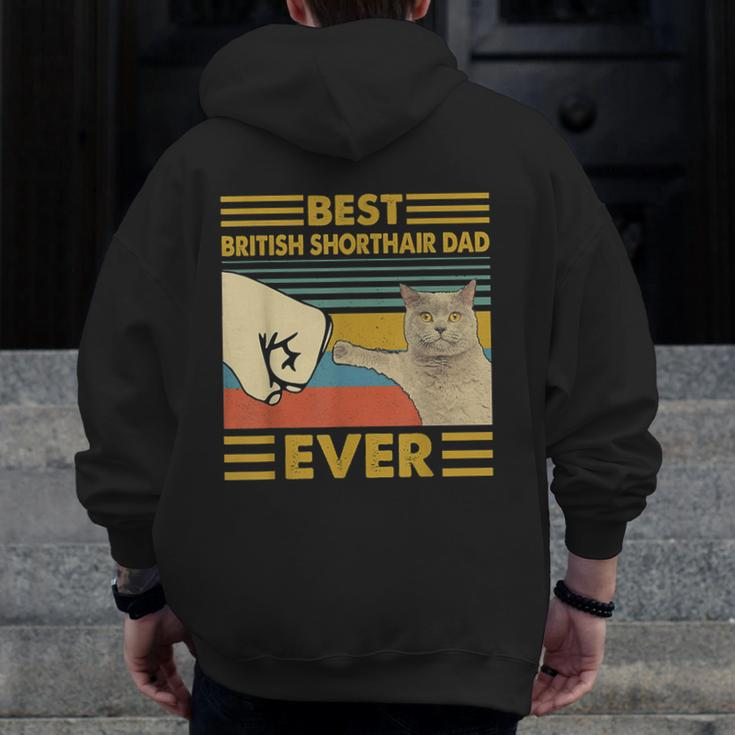 Best British Shorthair Dad Ever Retro Vintage Sunset Zip Up Hoodie Back Print