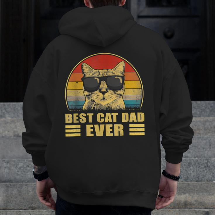 Best Cat Dad Ever Bump Fit Father's Day Daddy For Men Zip Up Hoodie Back Print