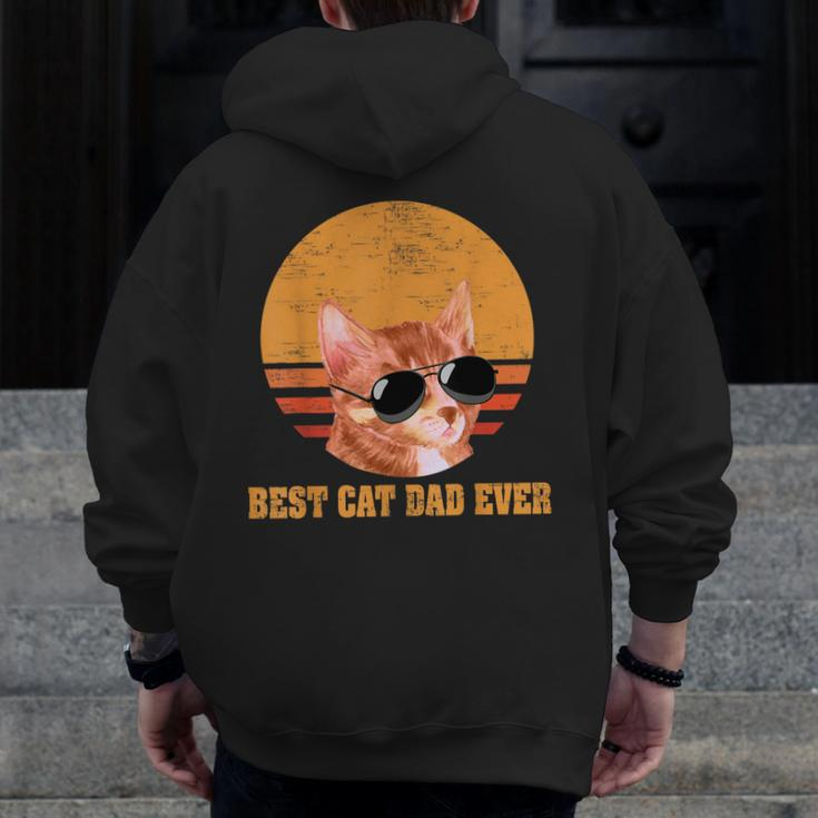 Best Cat Dad Ever Men Vintage Cat Lover Zip Up Hoodie Back Print