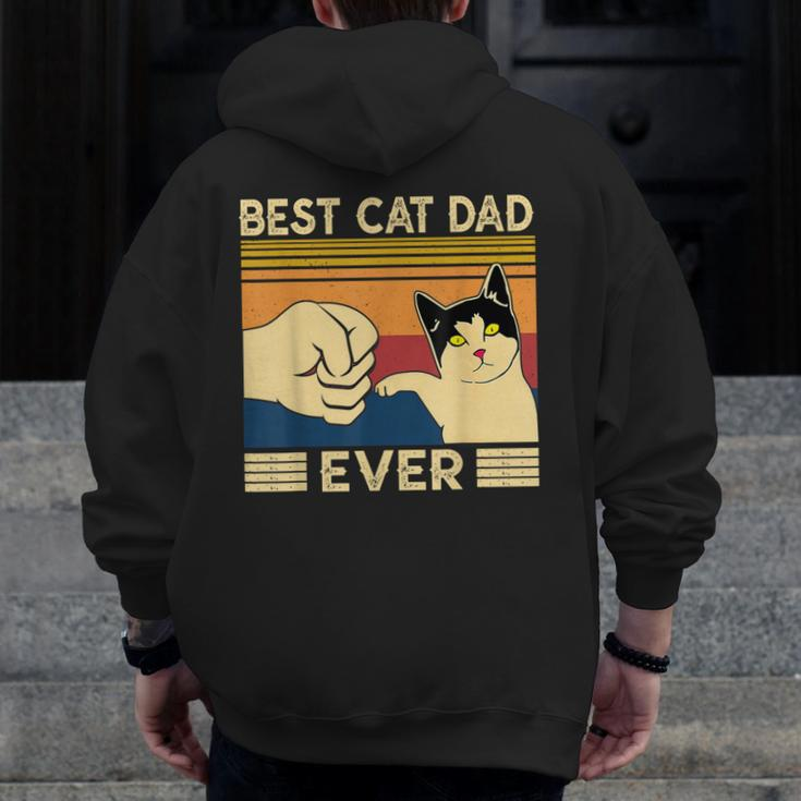 Best Cat Dad Ever Vintage Cat Daddy Father Day Zip Up Hoodie Back Print