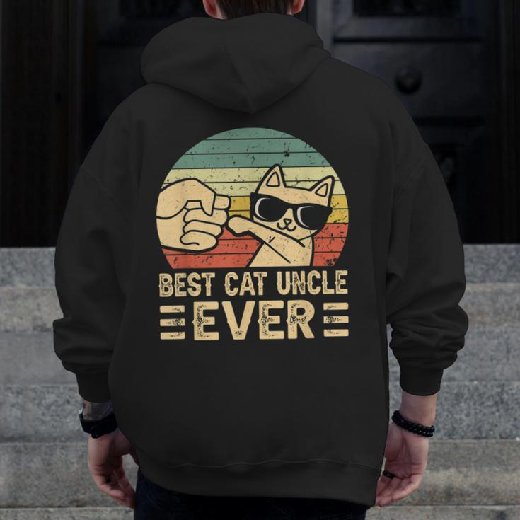Best Cat Uncle Ever Bump Fit Father's Day Daddy Dad Zip Up Hoodie Back Print