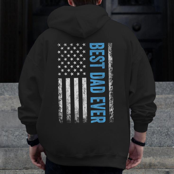 Best Dad Ever Us American Flag For Father's Day Zip Up Hoodie Back Print