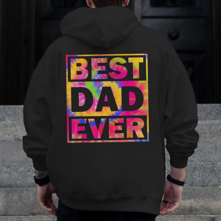 Best Dad Ever With Us Flag Tie Dye Fathers Day Zip Up Hoodie Back Print