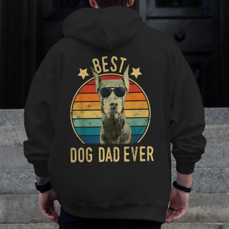 Best Dog Dad Ever Doberman Pinscher Father's Day Zip Up Hoodie Back Print