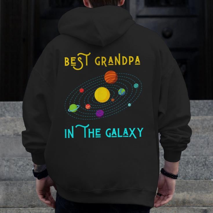 Best Grandpa In The Galaxy Milky Way Dad Science Space Zip Up Hoodie Back Print