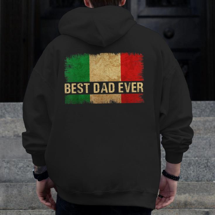 Best Italian Dad Ever Italia Flag Pride Father's Day Zip Up Hoodie Back Print