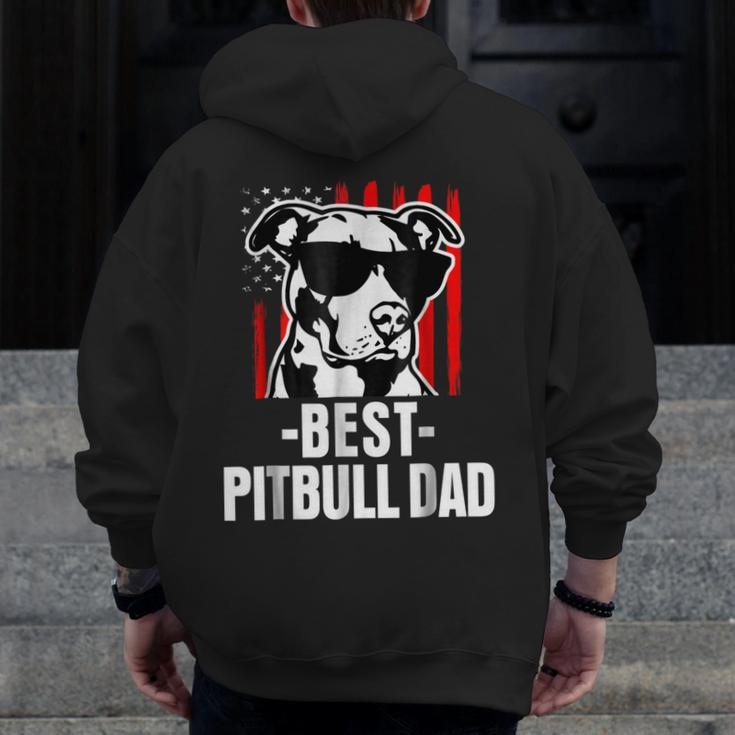Best Pitbull Dad Men's American Pit Bull Zip Up Hoodie Back Print