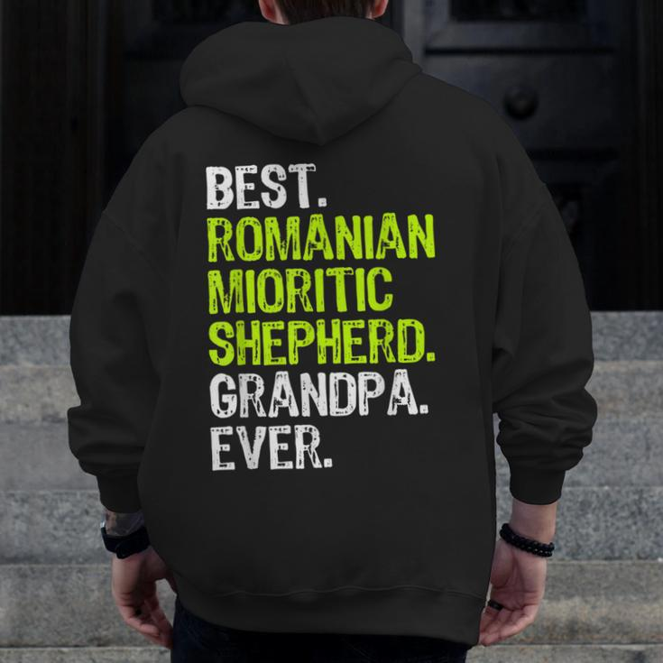 Best Romanian Mioritic Shepherd Grandpa Ever Dog Lover Zip Up Hoodie Back Print