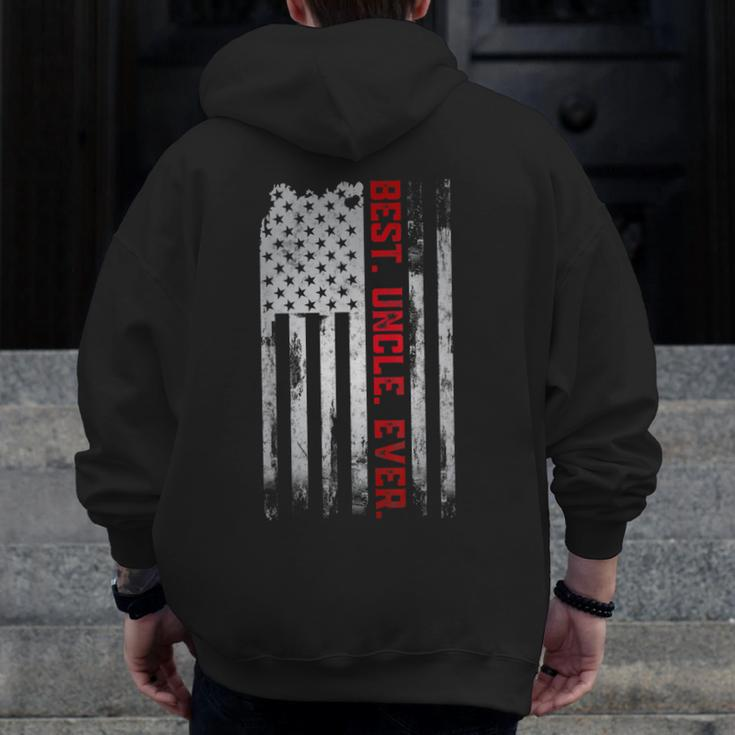 Best Uncle Ever American Usa Flag Father’S Day For Dad Zip Up Hoodie Back Print