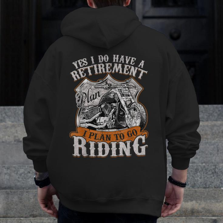 Bike Grandpa Motorcycle Rider Retirement Papa Biker Zip Up Hoodie Back Print