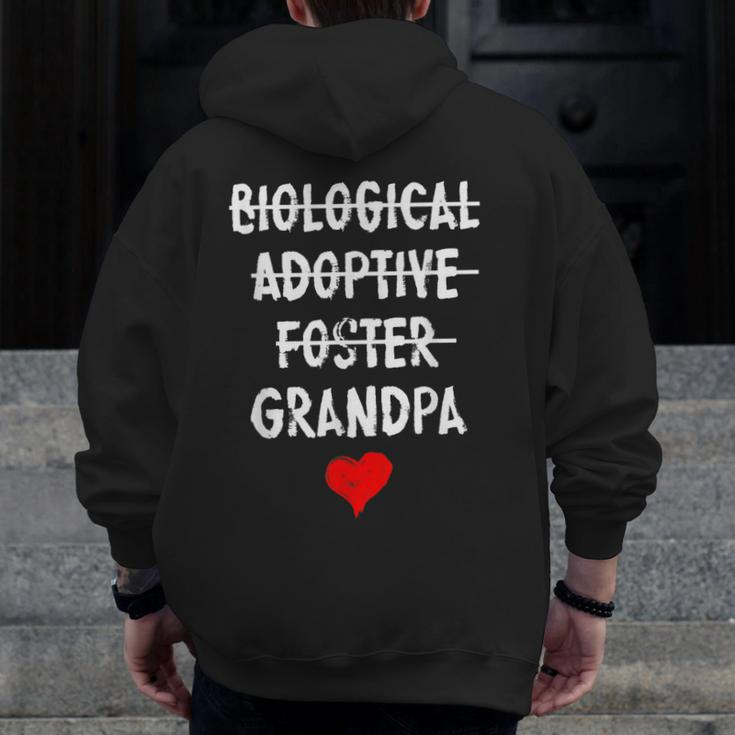 Biological Adoptive Foster Grandpa National Adoption Month Zip Up Hoodie Back Print