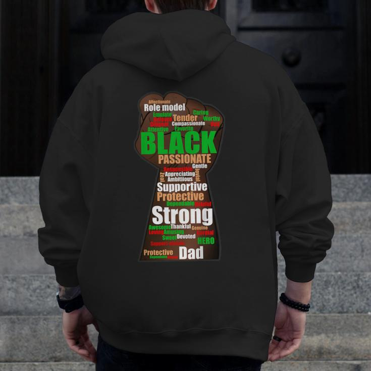 Black Dad Wordcloud Art Father's Day Tshirt African American Zip Up Hoodie Back Print