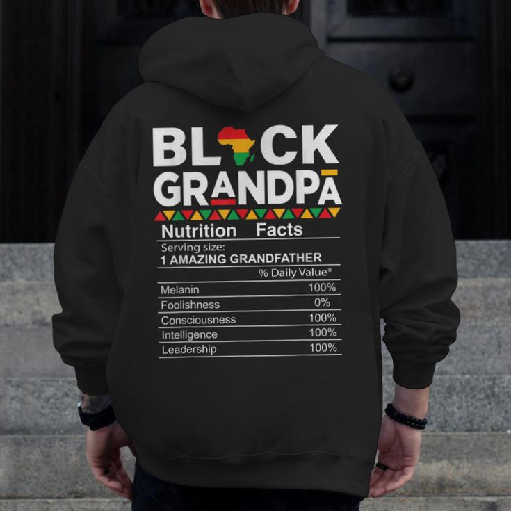 Black Grandpa Nutrition Facts African American Father's Day Zip Up Hoodie Back Print