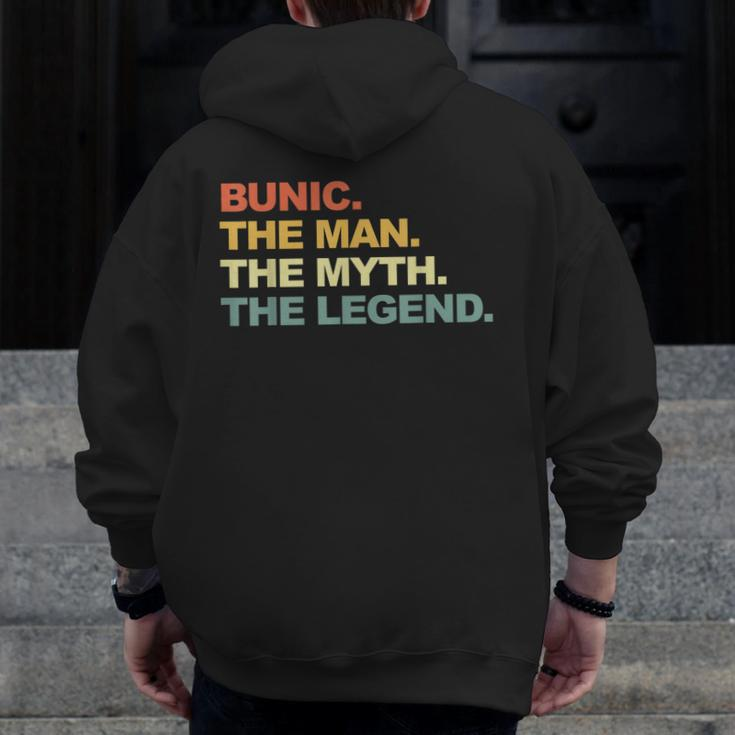 Bunic The Man The Myth The Romanian Legend Grandpa Zip Up Hoodie Back Print