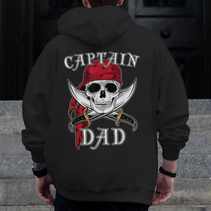 Captain Dad Skeleton Halloween Zip Up Hoodie Back Print