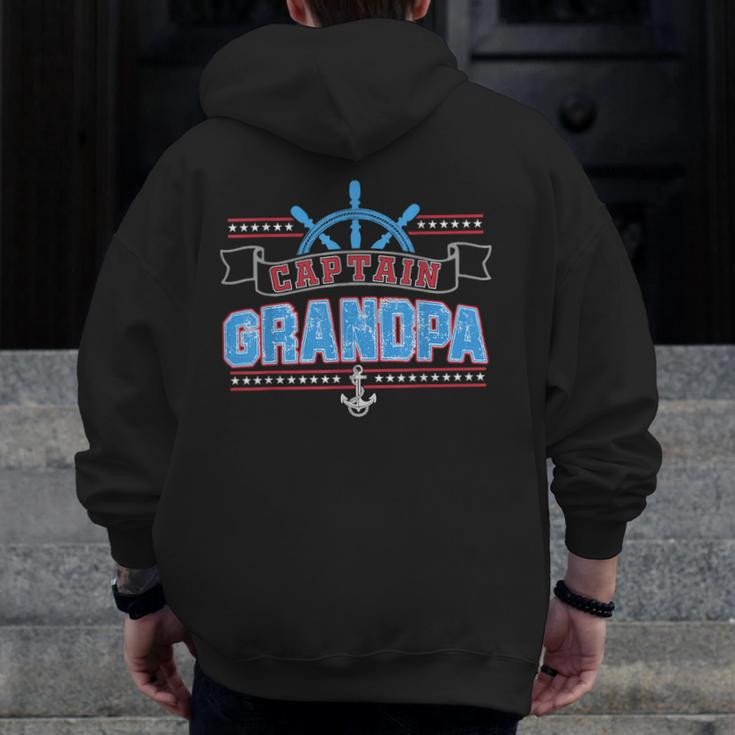 Captain Grandpa Sailor Grandfather's Zip Up Hoodie Back Print