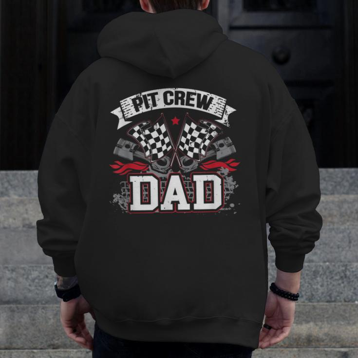 Car Drag Racer Pit Crew Dad Drag Racing Zip Up Hoodie Back Print
