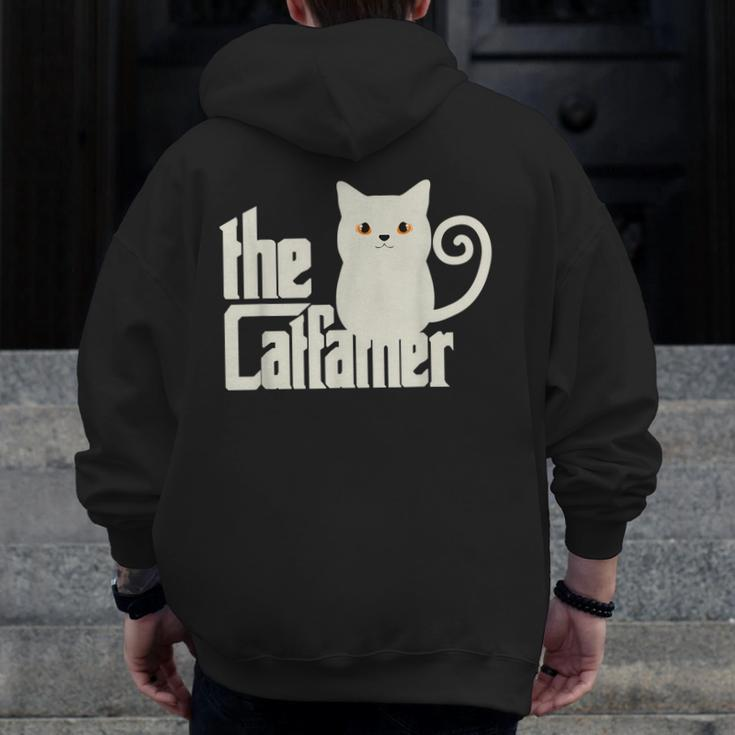 Cat Dad The Catfather Cats Kitten Zip Up Hoodie Back Print