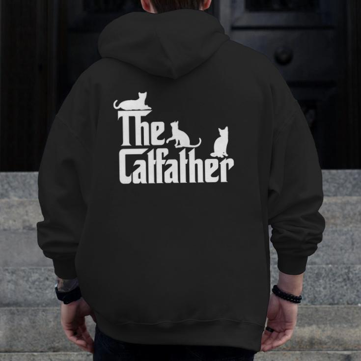 The Catfather Cat Dad Cat Lover For Men Zip Up Hoodie Back Print