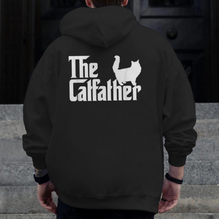 The Catfather Cat Dad For Men Cat Lover Zip Up Hoodie Back Print