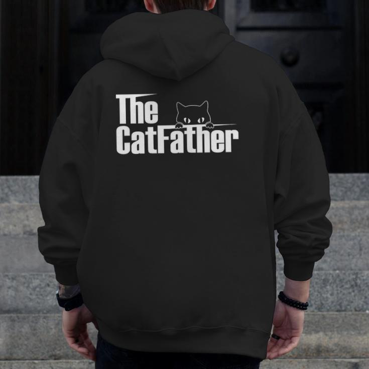 The Catfather Cute Cat Father Zip Up Hoodie Back Print
