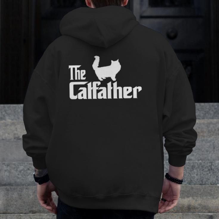 The Catfather Persian Cat Lover Father Cat Dad Zip Up Hoodie Back Print