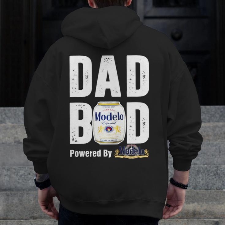 Dad Bod Powered By Modelo Especial Zip Up Hoodie Back Print