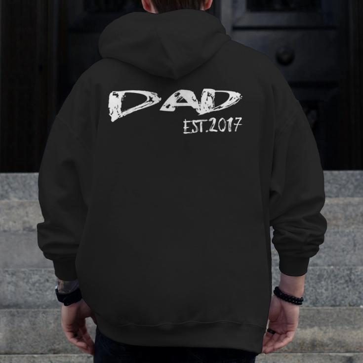 Dad Est 2017 New Daddy Father After Wedding & Baby Zip Up Hoodie Back Print